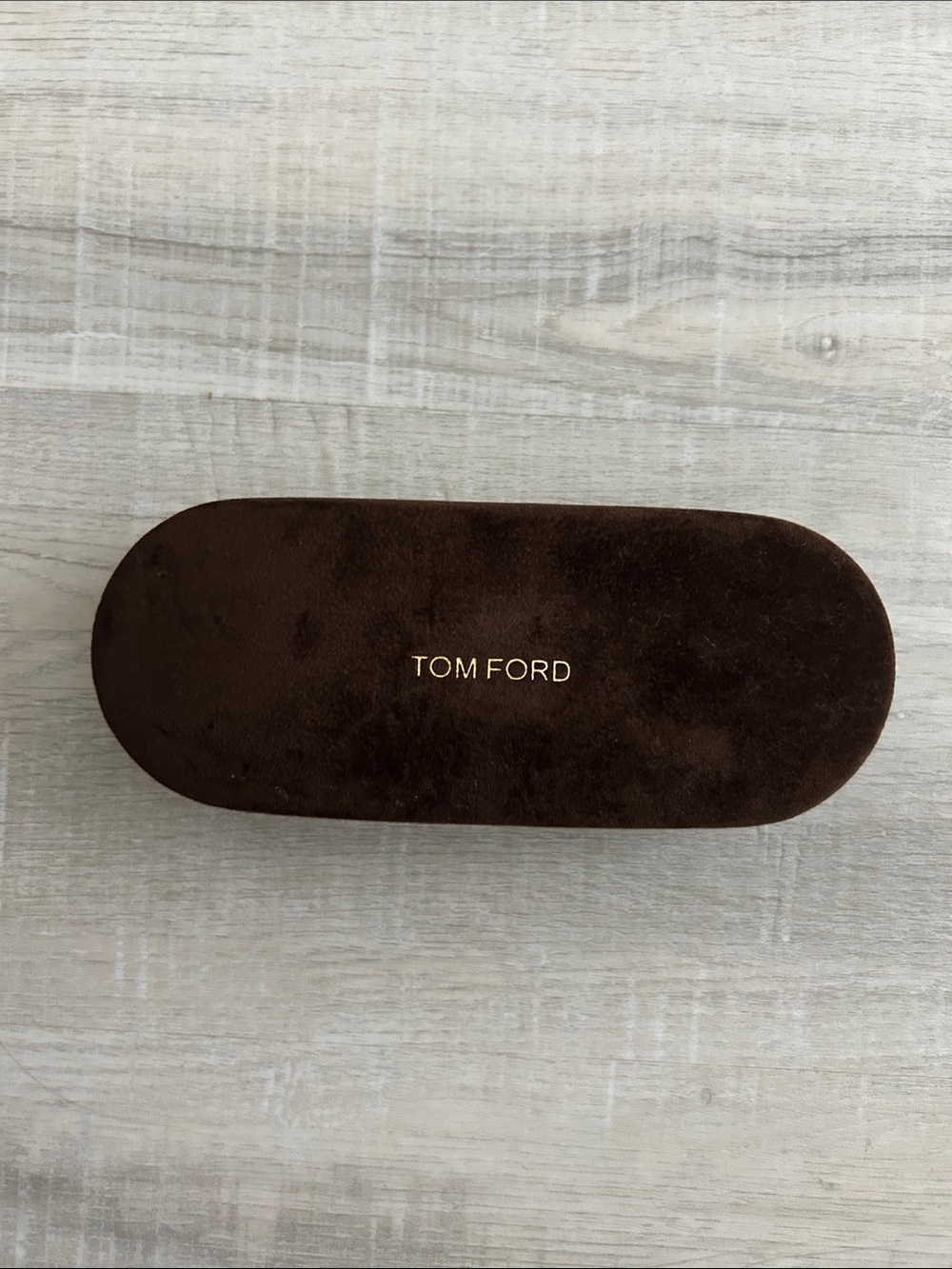 Tom Ford Brown Velvet Sunglasses Case with Gold Logo